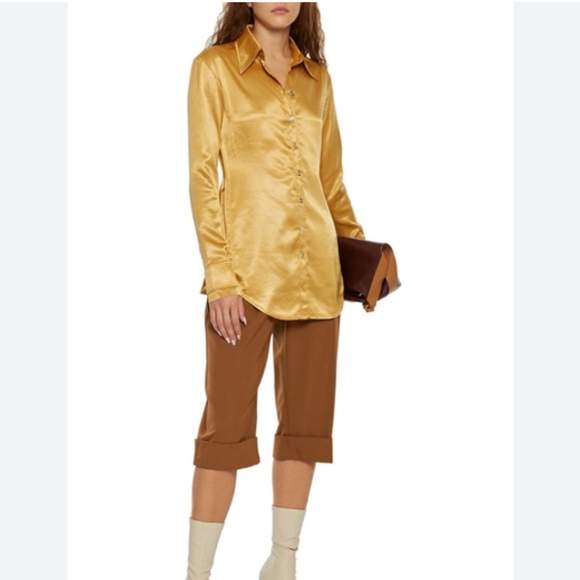 3S.NWT ACNE STUDIOS SATIN SHIRT IN GOLD - Picture 4 of 9